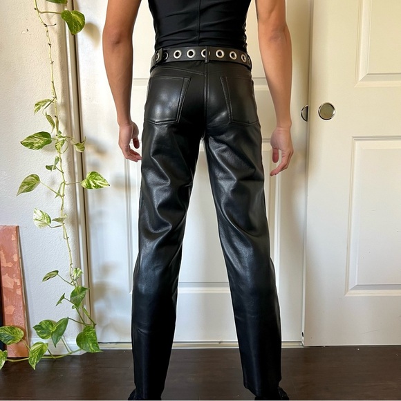 Vintage Pleather Straight Cut Pants - Picture 3 of 4